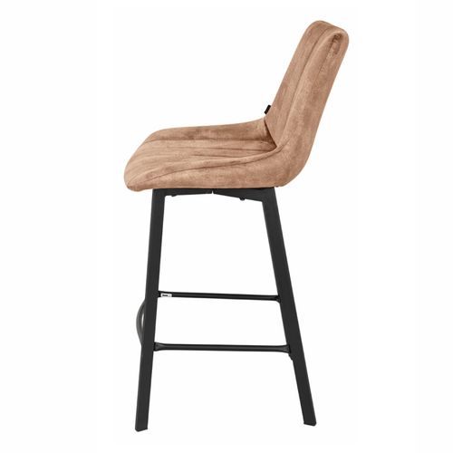 Lot 2 Tabourets De Bar En Velours Taupe Et Pieds Métal Noir – Nany 2