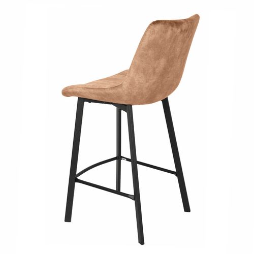 Lot 2 Tabourets De Bar En Velours Taupe Et Pieds Métal Noir – Nany 2