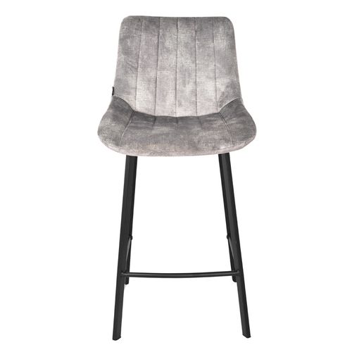 Lot 2 Tabourets De Bar En Velours Gris Clair Pieds Métal Noir – Nany 2