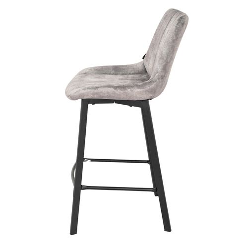 Lot 2 Tabourets De Bar En Velours Gris Clair Pieds Métal Noir – Nany 2