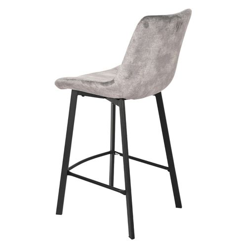 Lot 2 Tabourets De Bar En Velours Gris Clair Pieds Métal Noir – Nany 2