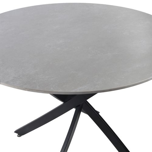 Table Ronde D. 100 Cm Céramique Gris Pieds Croisés Métal - Ryder 2
