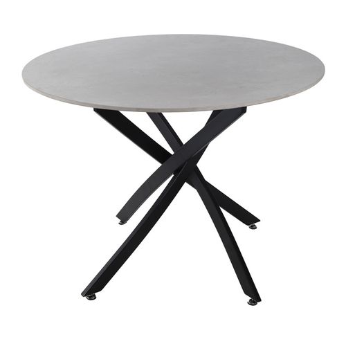 Table Ronde D. 100 Cm Céramique Gris Pieds Croisés Métal - Ryder 2