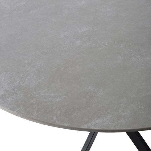 Table Ronde D. 100 Cm Céramique Gris Pieds Croisés Métal - Ryder 2