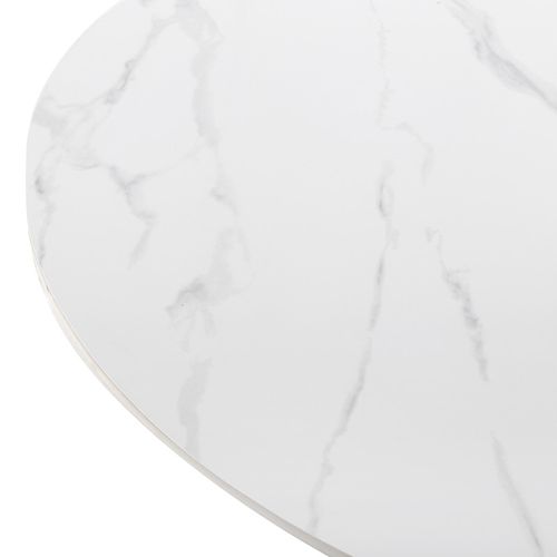 Table Ronde D. 100 Cm Céramique Blanc Marbré Pieds Métal - Ryder 2