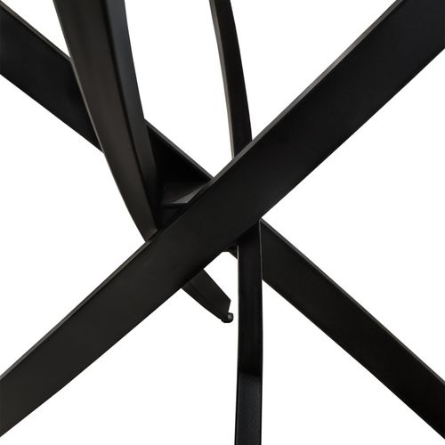 Table Ronde D. 100 Cm Céramique Blanc Marbré Pieds Métal - Ryder 2