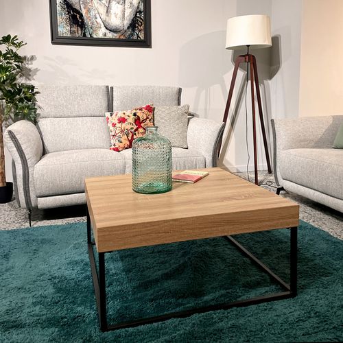 Table Basse Carrée 80 X 80 Cm Décor Chêne Et Pieds Métal – Billie