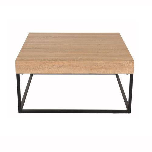 Table Basse Carrée 80 X 80 Cm Décor Chêne Et Pieds Métal – Billie