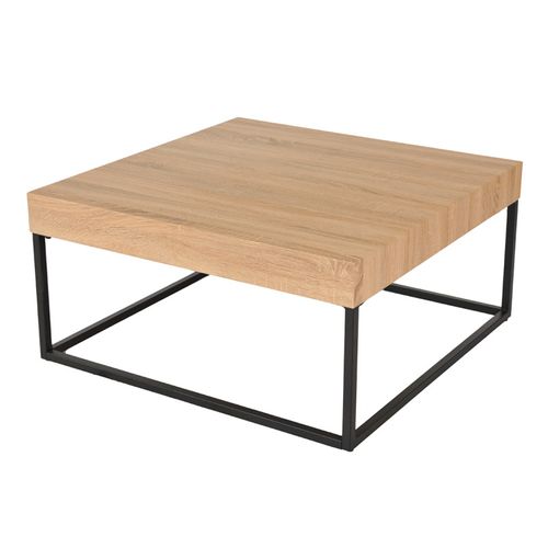 Table Basse Carrée 80 X 80 Cm Décor Chêne Et Pieds Métal – Billie
