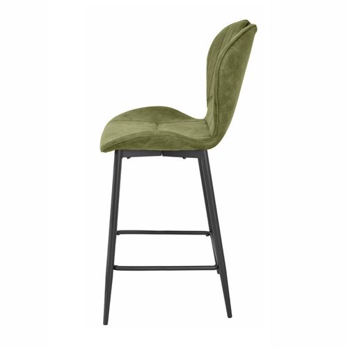 Lot 2 Chaises Bar Microfibre Vert Effet Vieilli Pieds Métal – Willy 2