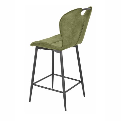 Lot 2 Chaises Bar Microfibre Vert Effet Vieilli Pieds Métal – Willy 2