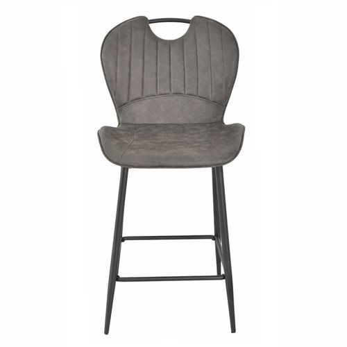 Lot 2 Chaises Bar Microfibre Gris Foncé Vieilli Pieds Métal – Willy 2