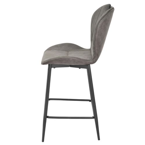 Lot 2 Chaises Bar Microfibre Gris Foncé Vieilli Pieds Métal – Willy 2