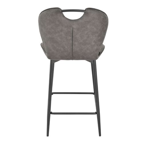 Lot 2 Chaises Bar Microfibre Gris Foncé Vieilli Pieds Métal – Willy 2