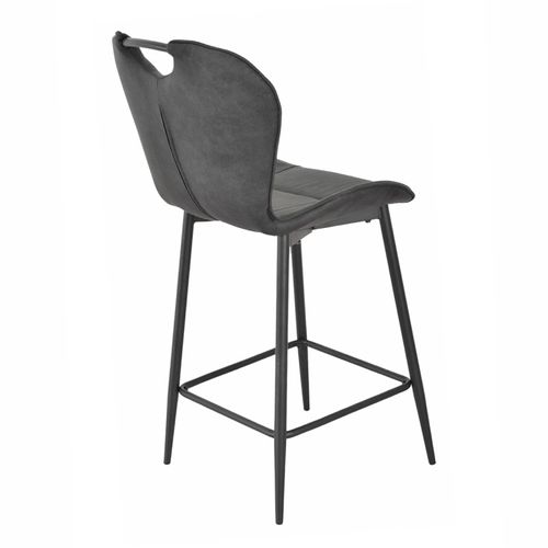 Lot 2 Chaises Bar Microfibre Noir Effet Vieilli Pieds Métal – Willy 2