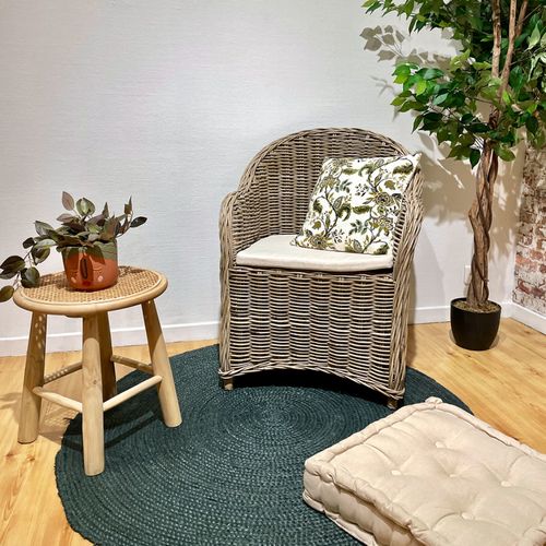 Lot De 2 Fauteuils En Kubu Naturel Tressé Avec Coussin Blanc – Maeva 2