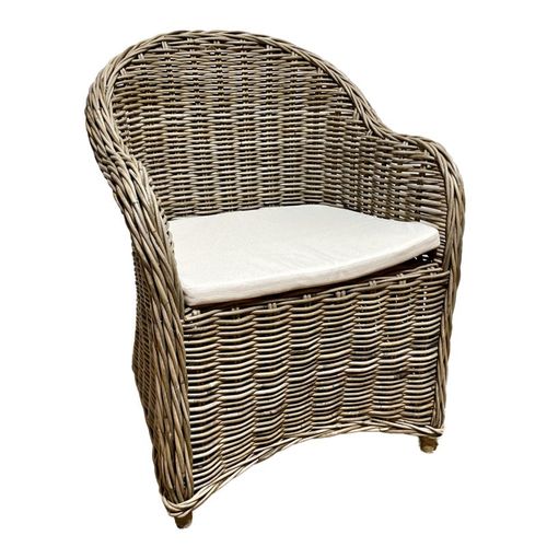 Lot De 2 Fauteuils En Kubu Naturel Tressé Avec Coussin Blanc – Maeva 2