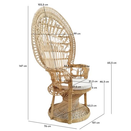 Grand Fauteuil Emmanuelle En Rotin Naturel Tressé – Magnolia