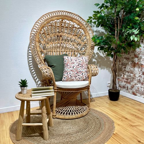 Grand Fauteuil Emmanuelle En Rotin Naturel Tressé – Magnolia