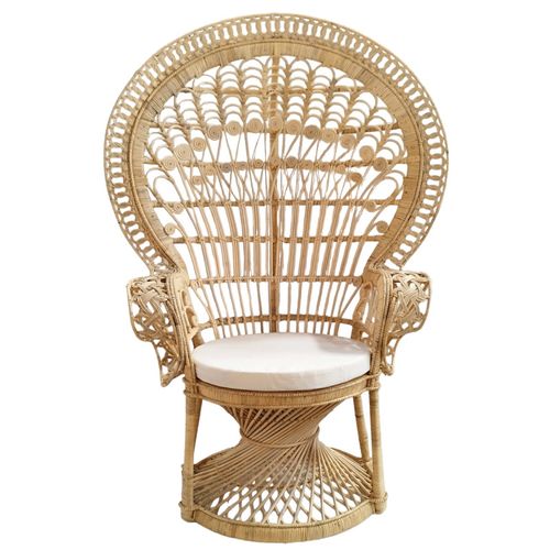 Grand Fauteuil Emmanuelle En Rotin Naturel Tressé – Magnolia