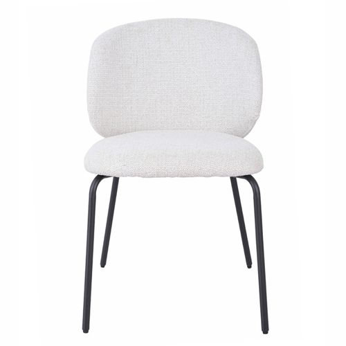 Lot 2 Chaises En Tissu Chenille Écru Et Pieds Métal – Lisette