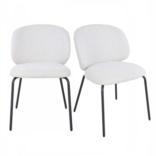 Lot 2 Chaises En Tissu Chenille Écru Et Pieds Métal – Lisette