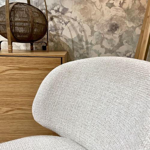 Lot 2 Chaises En Tissu Chenille Écru Et Pieds Métal – Lisette