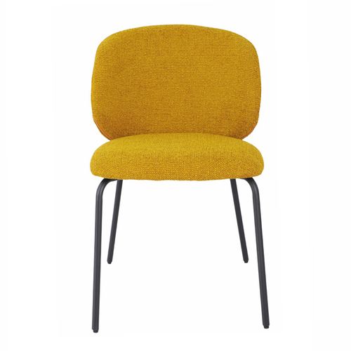 Lot 2 Chaises En Tissu Chenille Jaune Moutarde Pieds Métal – Lisette