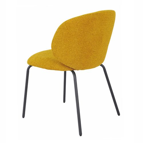 Lot 2 Chaises En Tissu Chenille Jaune Moutarde Pieds Métal – Lisette