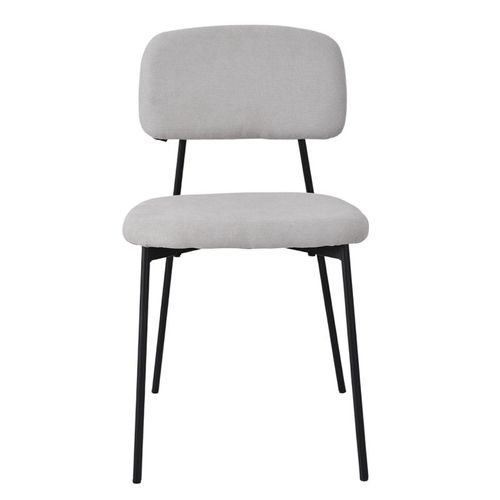 Lot De 4 Chaises Tissu Gris Clair Et Pieds Métal Noir – Delilah