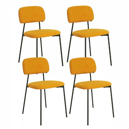Lot De 4 Chaises Tissu Jaune Moutarde Et Pieds Métal Noir – Delilah