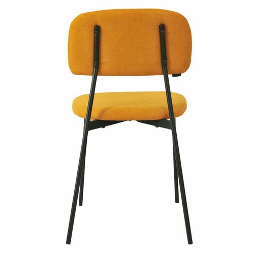 Lot De 4 Chaises Tissu Jaune Moutarde Et Pieds Métal Noir – Delilah