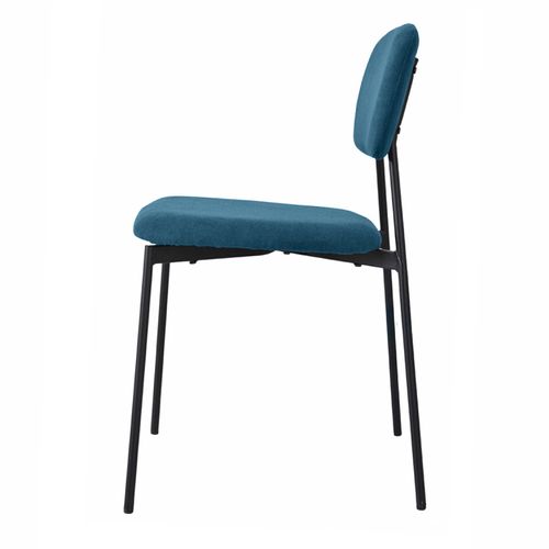 Lot De 2 Chaises Tissu Bleu Canard Et Pieds Métal Noir – Delilah