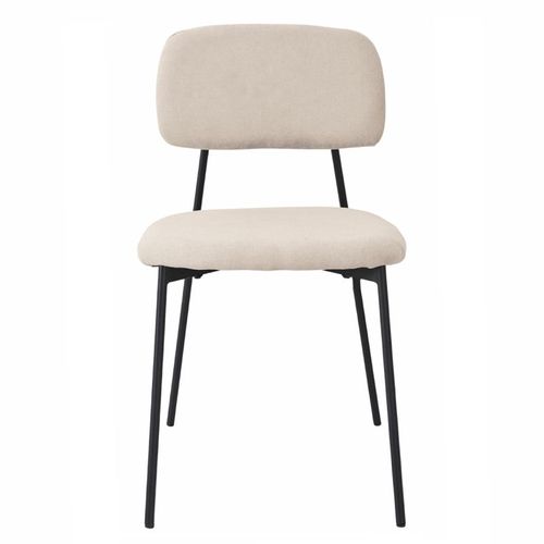 Lot De 2 Chaises Tissu Beige Nougat Et Pieds Métal Noir – Delilah