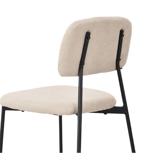 Lot De 2 Chaises Tissu Beige Nougat Et Pieds Métal Noir – Delilah