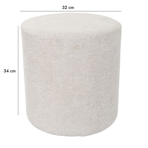 Pouf / Repose-pieds Rond D. 32 Cm En Tissu Maille Écru – Joel