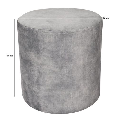 Pouf / Repose-pieds Rond D. 32 Cm En Velours Gris Clair – Joel