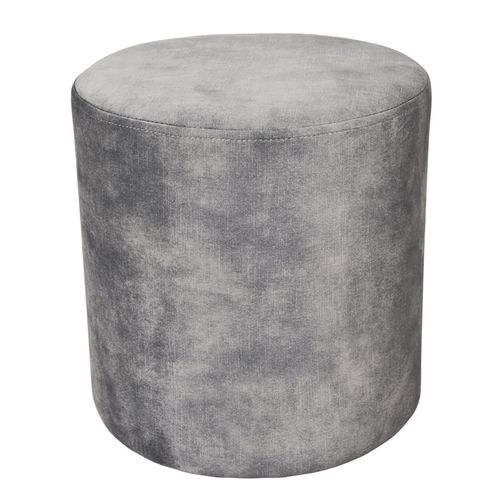 Pouf / Repose-pieds Rond D. 32 Cm En Velours Gris Clair – Joel