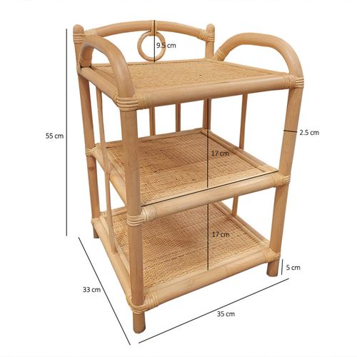 Table De Chevet H. 55 Cm En Rotin Naturel Avec 3 Tablettes – Hazel