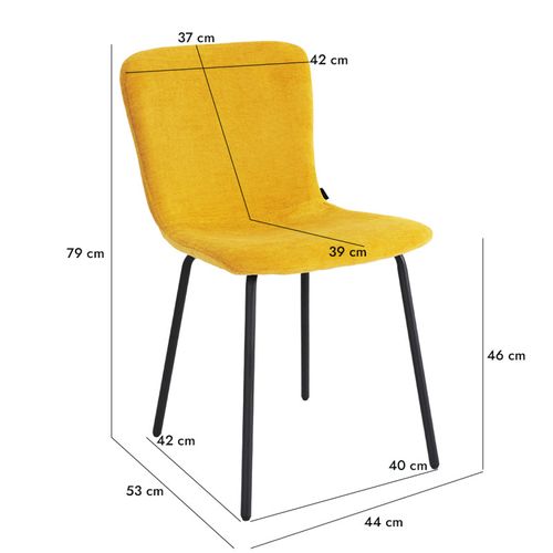 Lot De 2 Chaises De Repas En Tissu Jaune Et Pieds Métal Noir – Astrid