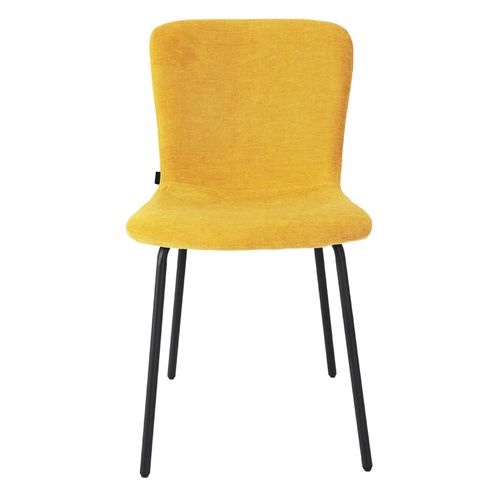 Lot De 2 Chaises De Repas En Tissu Jaune Et Pieds Métal Noir – Astrid