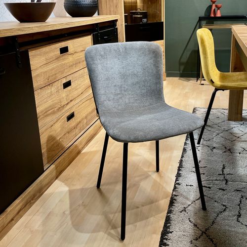 Lot De 4 Chaises De Repas En Tissu Gris Clair Pieds Métal – Astrid