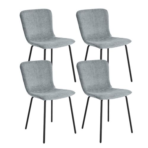 Lot De 4 Chaises De Repas En Tissu Gris Clair Pieds Métal – Astrid