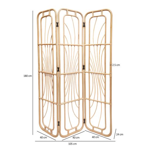 Paravent H. 180 Cm En Rotin Naturel Ajouré Formes Organiques – Hazel