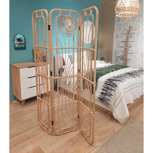 Paravent H. 180 Cm En Rotin Naturel Ajouré Formes Organiques – Hazel