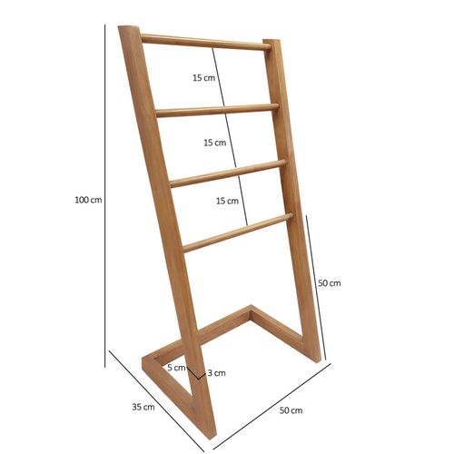 Porte Serviettes Autoportant H. 100 Cm En Bois De Teck Vernis – Anya