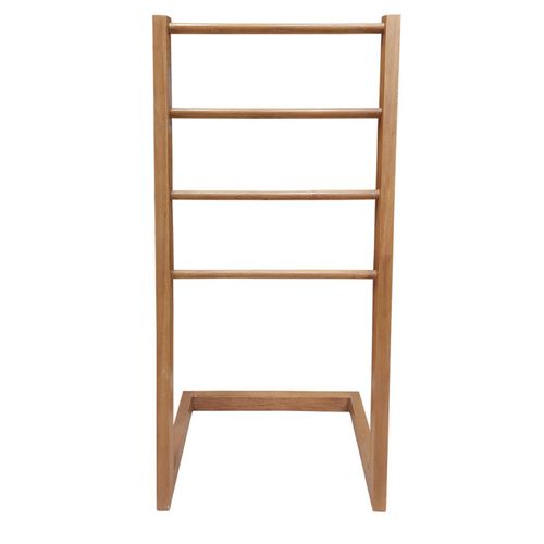 Porte Serviettes Autoportant H. 100 Cm En Bois De Teck Vernis – Anya