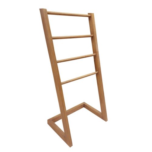 Porte Serviettes Autoportant H. 100 Cm En Bois De Teck Vernis – Anya