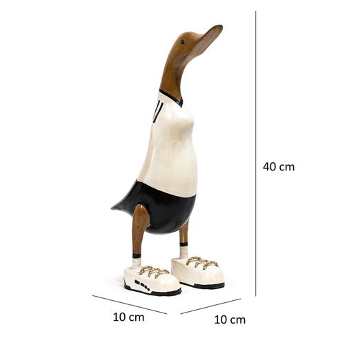 Statuette Décorative 40 Cm Canard Maillot Blanc Bois De Teck – Dafly