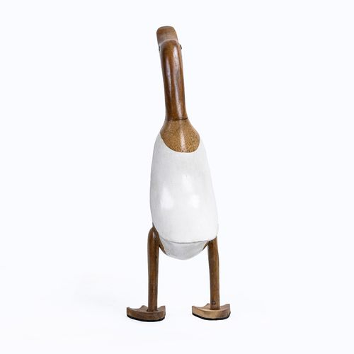Statuette Décorative 40 Cm Canard Maillot Blanc Bois De Teck – Dafly